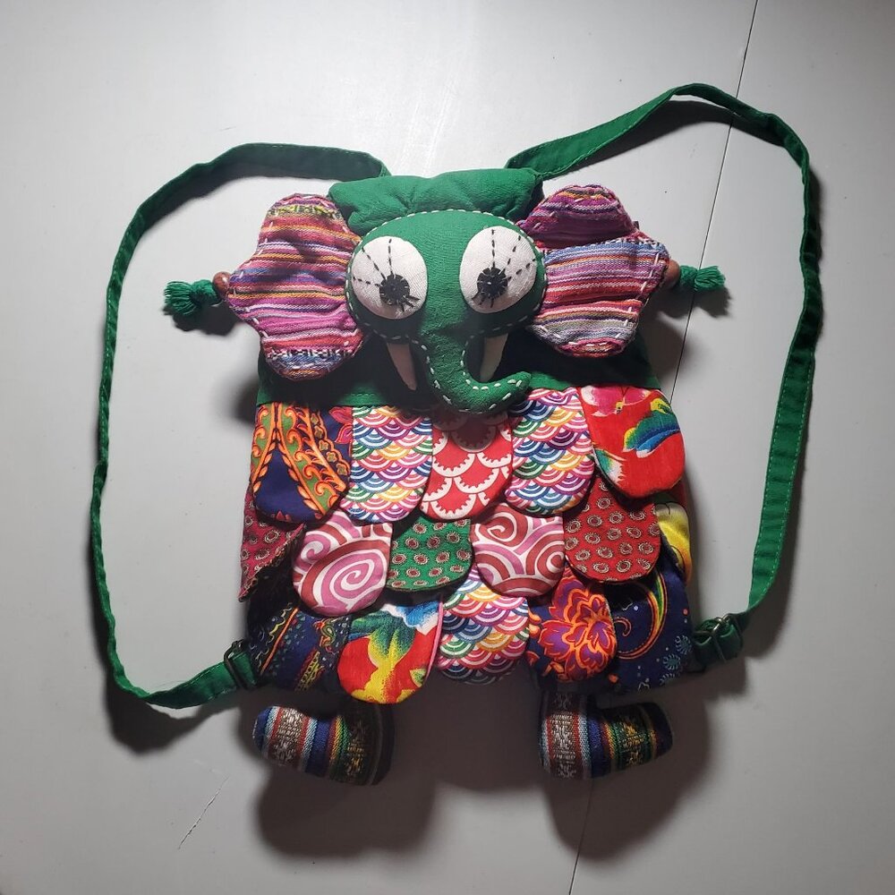 Elephant Patchwork/Quilted Small Backpack - No Ta… - image 1